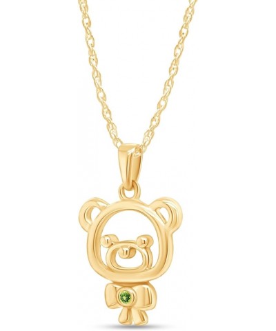 14K Gold Over Sterling Silver Teddy Bear Pendant Necklace Yellow Gold Over : Simulated Peridot $16.81 Necklaces