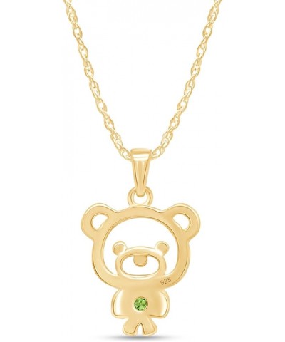 14K Gold Over Sterling Silver Teddy Bear Pendant Necklace Yellow Gold Over : Simulated Peridot $16.81 Necklaces