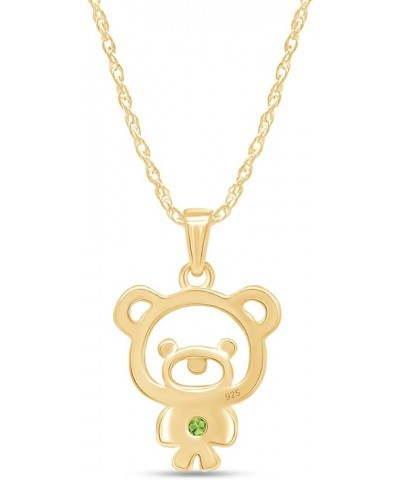 14K Gold Over Sterling Silver Teddy Bear Pendant Necklace Yellow Gold Over : Simulated Peridot $16.81 Necklaces