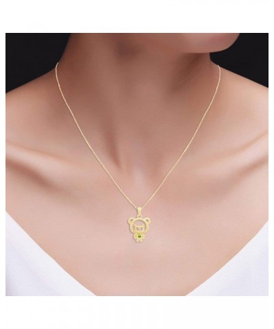 14K Gold Over Sterling Silver Teddy Bear Pendant Necklace Yellow Gold Over : Simulated Peridot $16.81 Necklaces