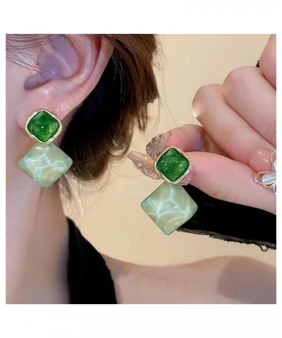 Retro Acrylic Earrings for Women 60s 70s Fashion Jewelry Hoop Dangle Drop Earrings Emerald Green $6.88 Earrings