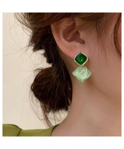 Retro Acrylic Earrings for Women 60s 70s Fashion Jewelry Hoop Dangle Drop Earrings Emerald Green $6.88 Earrings