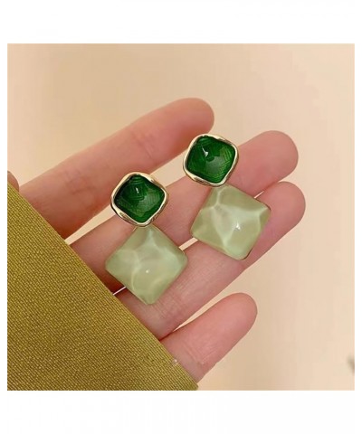 Retro Acrylic Earrings for Women 60s 70s Fashion Jewelry Hoop Dangle Drop Earrings Emerald Green $6.88 Earrings