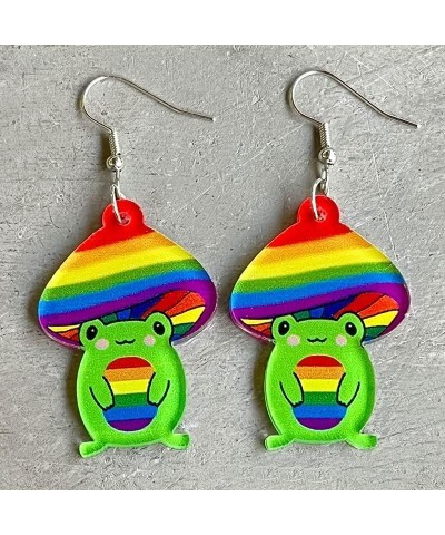 Rainbow Pride Earrings for Women Girls Colorful Game Machine Mushroom Pencil Gnome Ice Cream Frog Acrylic Dangle Earrings Gay...