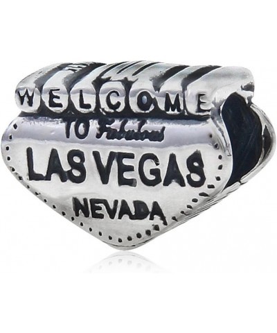 Welcome to Las Vegas Charm 925 Sterling Silver Charm Nevada Charm Travel Charm for Pandoar Bracelet $9.68 Bracelets