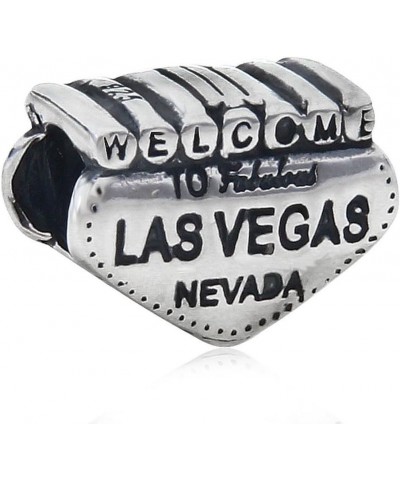 Welcome to Las Vegas Charm 925 Sterling Silver Charm Nevada Charm Travel Charm for Pandoar Bracelet $9.68 Bracelets