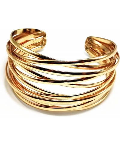 Chunky Gold Cuff Bracelet for Women Girls Gold Line Web Wrist Cuff Bangle Bracelet Fashion Costume Jewelry Gold $9.17 Bracelets