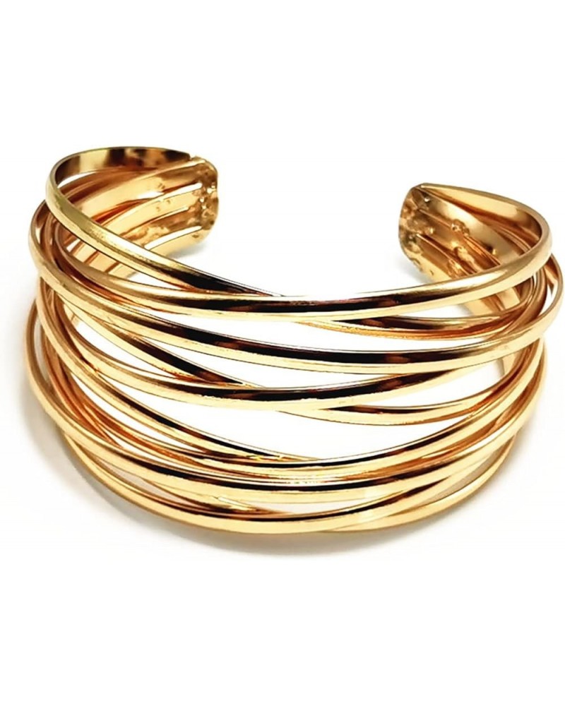 Chunky Gold Cuff Bracelet for Women Girls Gold Line Web Wrist Cuff Bangle Bracelet Fashion Costume Jewelry Gold $9.17 Bracelets