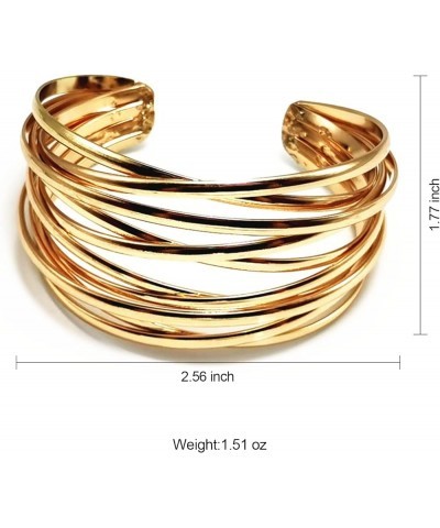 Chunky Gold Cuff Bracelet for Women Girls Gold Line Web Wrist Cuff Bangle Bracelet Fashion Costume Jewelry Gold $9.17 Bracelets