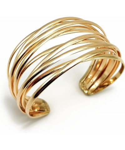 Chunky Gold Cuff Bracelet for Women Girls Gold Line Web Wrist Cuff Bangle Bracelet Fashion Costume Jewelry Gold $9.17 Bracelets