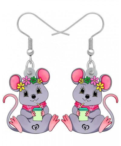 Acrylic Cute Mouse Earrings Dangle Drop Charms Anime Rat Gifts for Women Girls Rats Lovers Jewelry Grey $6.75 Earrings