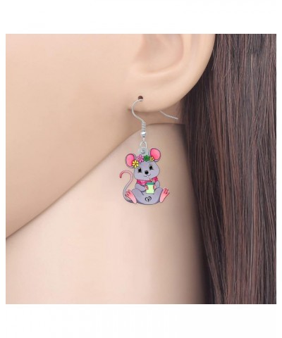 Acrylic Cute Mouse Earrings Dangle Drop Charms Anime Rat Gifts for Women Girls Rats Lovers Jewelry Grey $6.75 Earrings