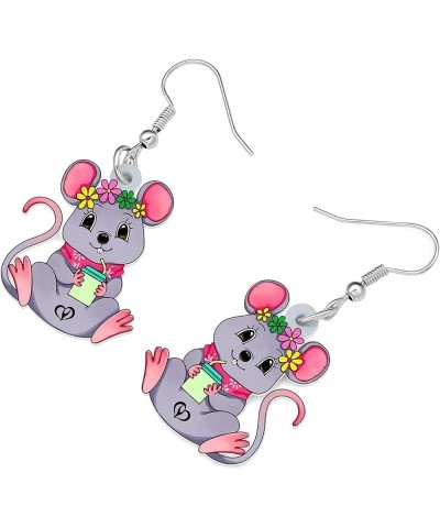 Acrylic Cute Mouse Earrings Dangle Drop Charms Anime Rat Gifts for Women Girls Rats Lovers Jewelry Grey $6.75 Earrings