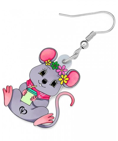 Acrylic Cute Mouse Earrings Dangle Drop Charms Anime Rat Gifts for Women Girls Rats Lovers Jewelry Grey $6.75 Earrings