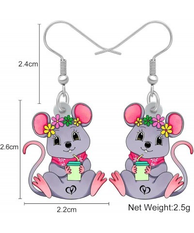 Acrylic Cute Mouse Earrings Dangle Drop Charms Anime Rat Gifts for Women Girls Rats Lovers Jewelry Grey $6.75 Earrings