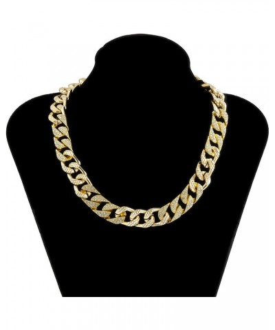 Shiny Cubic Zircon Curb Cuban Link Chain Choker Rhinestone Inlaid for Women Unisex Cool Hip Hop Nightclub Party Statment Jewe...