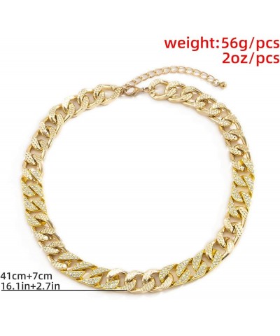 Shiny Cubic Zircon Curb Cuban Link Chain Choker Rhinestone Inlaid for Women Unisex Cool Hip Hop Nightclub Party Statment Jewe...