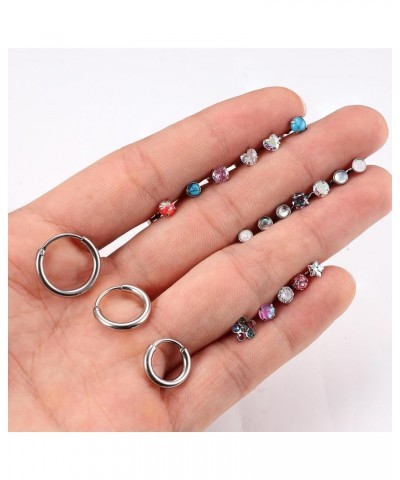 21 Pairs Tiny Stud Earrings for Women Girls Hypoallergenic Surgical Steel Earrings Studs Set 20G Small CZ Opal Moonstone Turq...