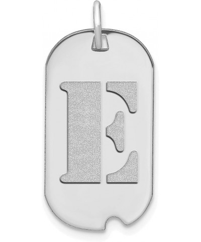 14K White Gold Polished Letter Initial Dog Tag Charm Pendant (Length 24.6mm Width 13.19 mm) Initial: E $84.03 Pendants