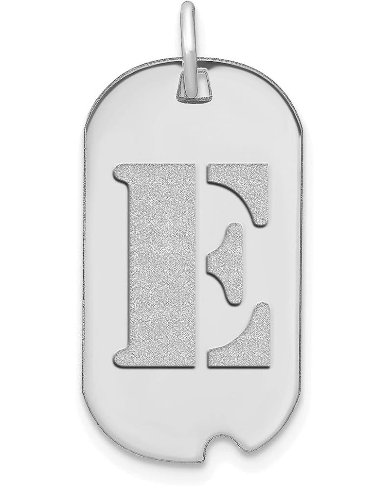 14K White Gold Polished Letter Initial Dog Tag Charm Pendant (Length 24.6mm Width 13.19 mm) Initial: E $84.03 Pendants