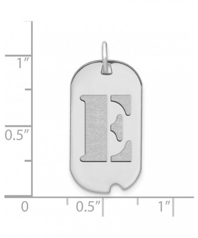 14K White Gold Polished Letter Initial Dog Tag Charm Pendant (Length 24.6mm Width 13.19 mm) Initial: E $84.03 Pendants