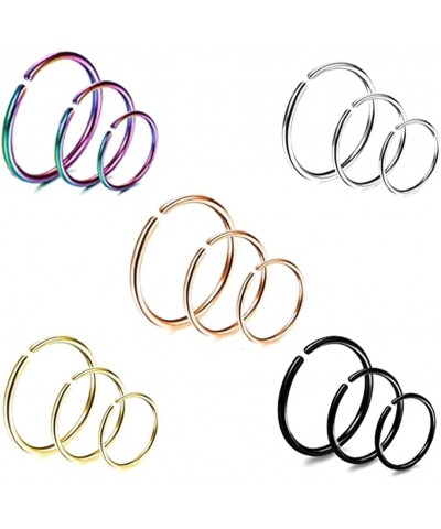 15pc 20g Surgical Steel Multi Color 6mm/8mm/10mm Nose Jump Ring Universal Hoop Ear Lip Nose Piercing Jewelry Set Mixed Color ...