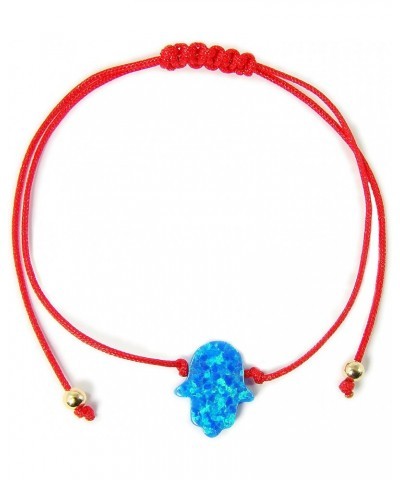 Blue Opal Hamsa Hand Bracelet Red Cord string Adjustable $11.40 Bracelets