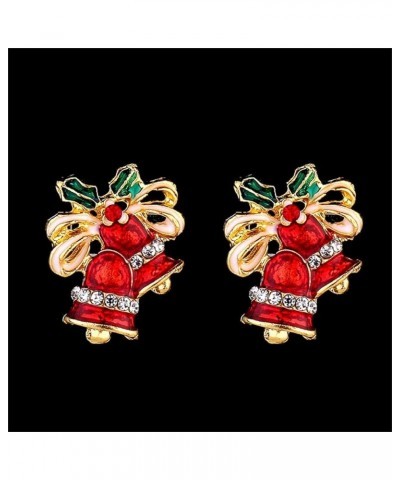 Red Open Christmas Tree Stud Earrings Red Cubic Zirconia Christmas Bell $10.79 Earrings