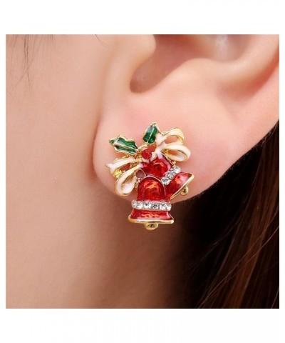 Red Open Christmas Tree Stud Earrings Red Cubic Zirconia Christmas Bell $10.79 Earrings