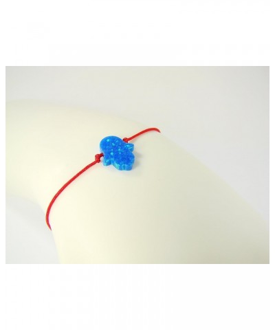 Blue Opal Hamsa Hand Bracelet Red Cord string Adjustable $11.40 Bracelets