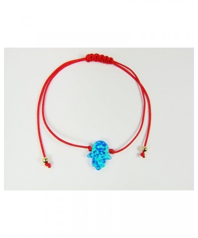 Blue Opal Hamsa Hand Bracelet Red Cord string Adjustable $11.40 Bracelets