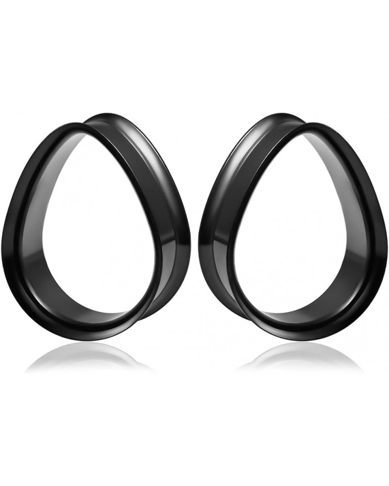 1 Pair 8-25mm Water Drop Design Stainless Steel Tunnels For Ears Gauges Plugs Stretchers Expander 0g-1 12mm(1/2") Black $8.09...