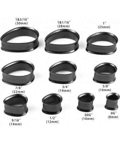 1 Pair 8-25mm Water Drop Design Stainless Steel Tunnels For Ears Gauges Plugs Stretchers Expander 0g-1 12mm(1/2") Black $8.09...