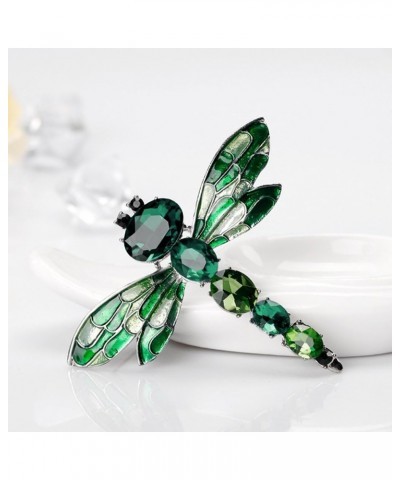 Brooch Pins for Women, Creative Shining Faux Crystal Brooch Cute Green Dragonfly Shape Pin Bag Coat Hat Badge Party Dress Acc...