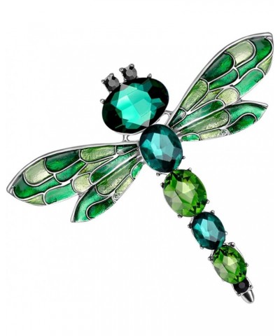 Brooch Pins for Women, Creative Shining Faux Crystal Brooch Cute Green Dragonfly Shape Pin Bag Coat Hat Badge Party Dress Acc...