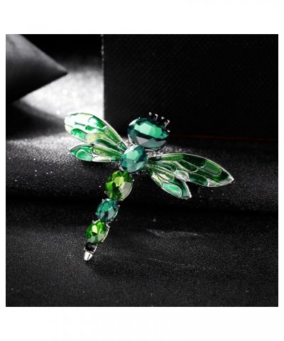 Brooch Pins for Women, Creative Shining Faux Crystal Brooch Cute Green Dragonfly Shape Pin Bag Coat Hat Badge Party Dress Acc...