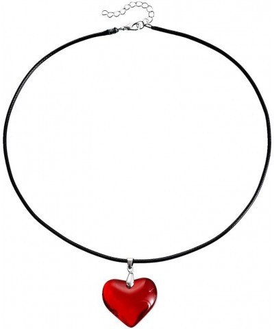 Large Red Heart Pendant Choker Necklace Simple Black Chain Necklace Women Girls Y2K Jewelry red $8.99 Necklaces