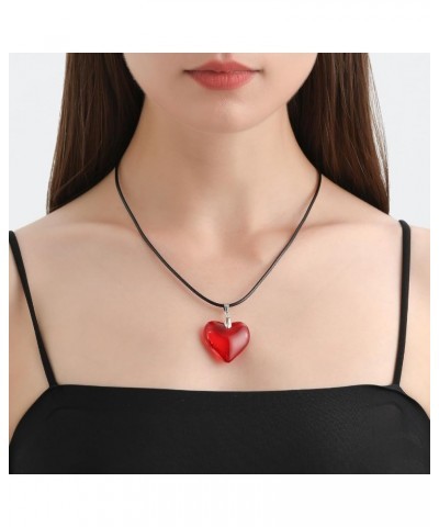 Large Red Heart Pendant Choker Necklace Simple Black Chain Necklace Women Girls Y2K Jewelry red $8.99 Necklaces