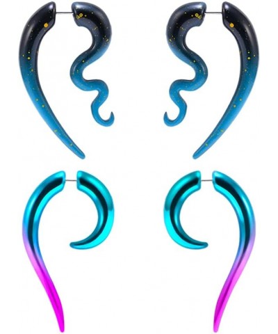 Earrings for Women Fake Plugs Studs Acrylic Piercing Colorful 2 Pairs Packed Set Body Jewelry. dark $8.66 Body Jewelry