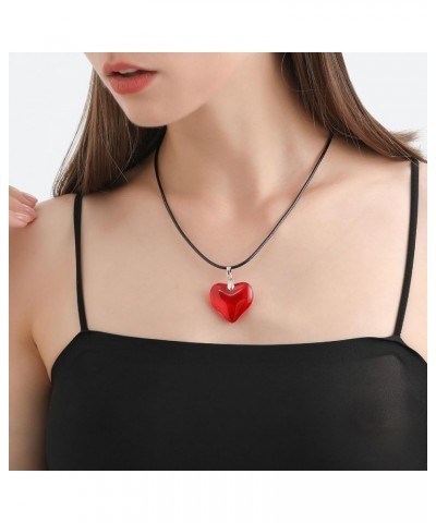 Large Red Heart Pendant Choker Necklace Simple Black Chain Necklace Women Girls Y2K Jewelry red $8.99 Necklaces