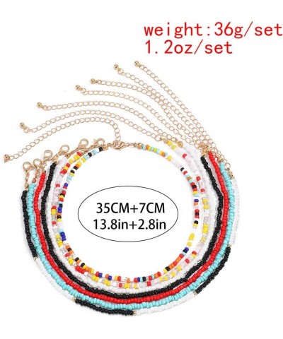 Boho Choker Set Colorful Seed Bohemian Sets Rainbow Beaded Necklace Small Seeds Necklaces Cute Handmake Y2K Beach Multilayer ...