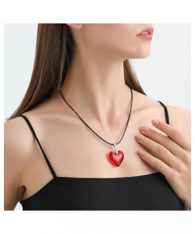 Large Red Heart Pendant Choker Necklace Simple Black Chain Necklace Women Girls Y2K Jewelry red $8.99 Necklaces