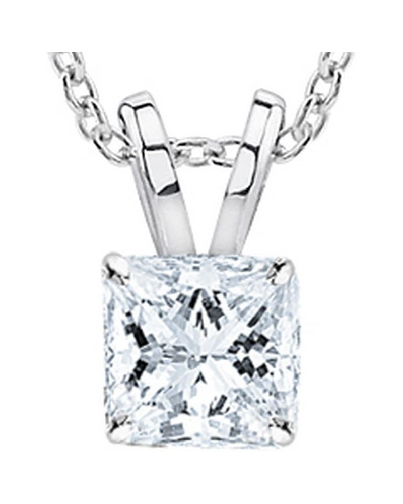 IGI Certified LAB-GROWN Princess Cut Diamond Pendant Necklace 4 Prong Ultra Premium Collection (D-E Color, VS1-VS2 Clarity Id...