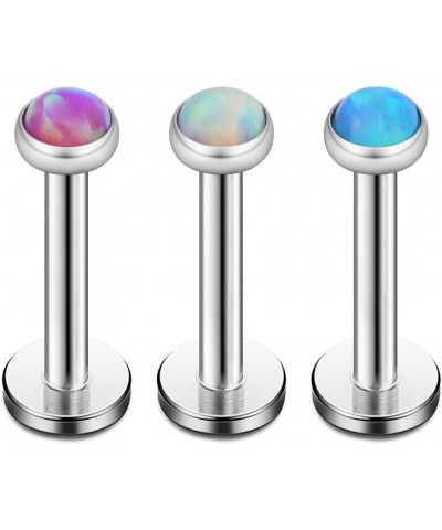 Opal Internally Threaded Stainless Steel Labret Monroe Lip Ring Tragus Helix Earring 16G 1/4" 6mm 3PCS - 8mm Mix Color $8.25 ...