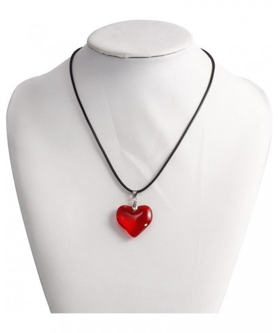 Large Red Heart Pendant Choker Necklace Simple Black Chain Necklace Women Girls Y2K Jewelry red $8.99 Necklaces