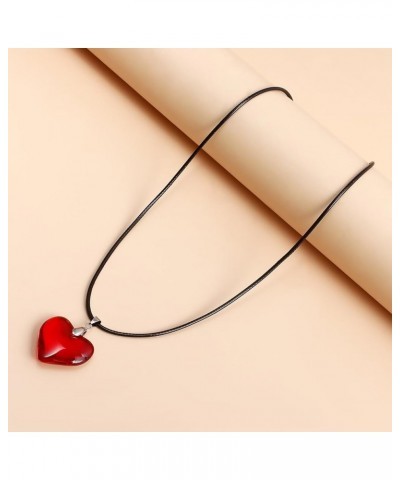 Large Red Heart Pendant Choker Necklace Simple Black Chain Necklace Women Girls Y2K Jewelry red $8.99 Necklaces