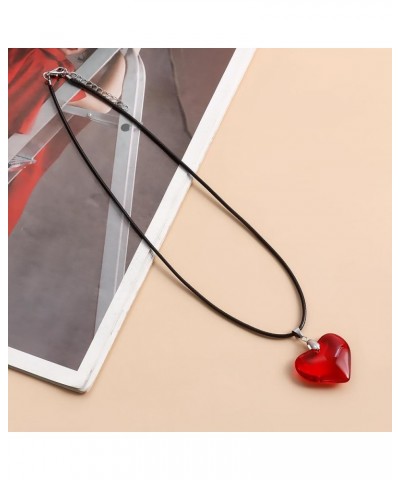 Large Red Heart Pendant Choker Necklace Simple Black Chain Necklace Women Girls Y2K Jewelry red $8.99 Necklaces