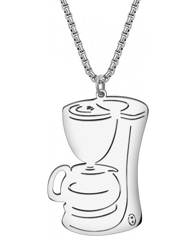Stainless Steel Dainty Coffee Maker Necklace 18k Gold Plated Cup Pendant Jewelry Gifts for Women Girls Coffee Lovers Charms S...