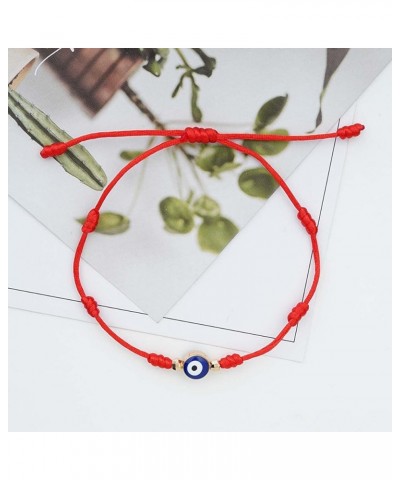 2 Pcs Evil Eye 7 Knot Lucky Bracelets Adjustable String Matching Friendship Gift for Women Men 2 Pcs Red $5.50 Bracelets