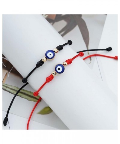 2 Pcs Evil Eye 7 Knot Lucky Bracelets Adjustable String Matching Friendship Gift for Women Men 2 Pcs Red $5.50 Bracelets